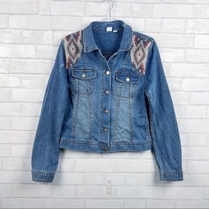 Roxy Dancing Shores Jean Western Patterned Women's Jean Jacket Size Medium